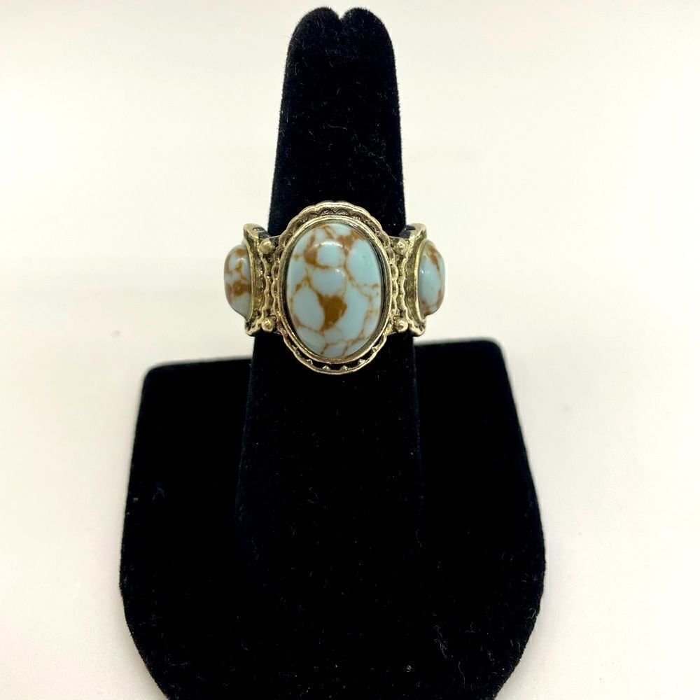 🔅🆕🔅Boho Antique Vintage Inspired SilverTone Turquoise Decor Ring✨